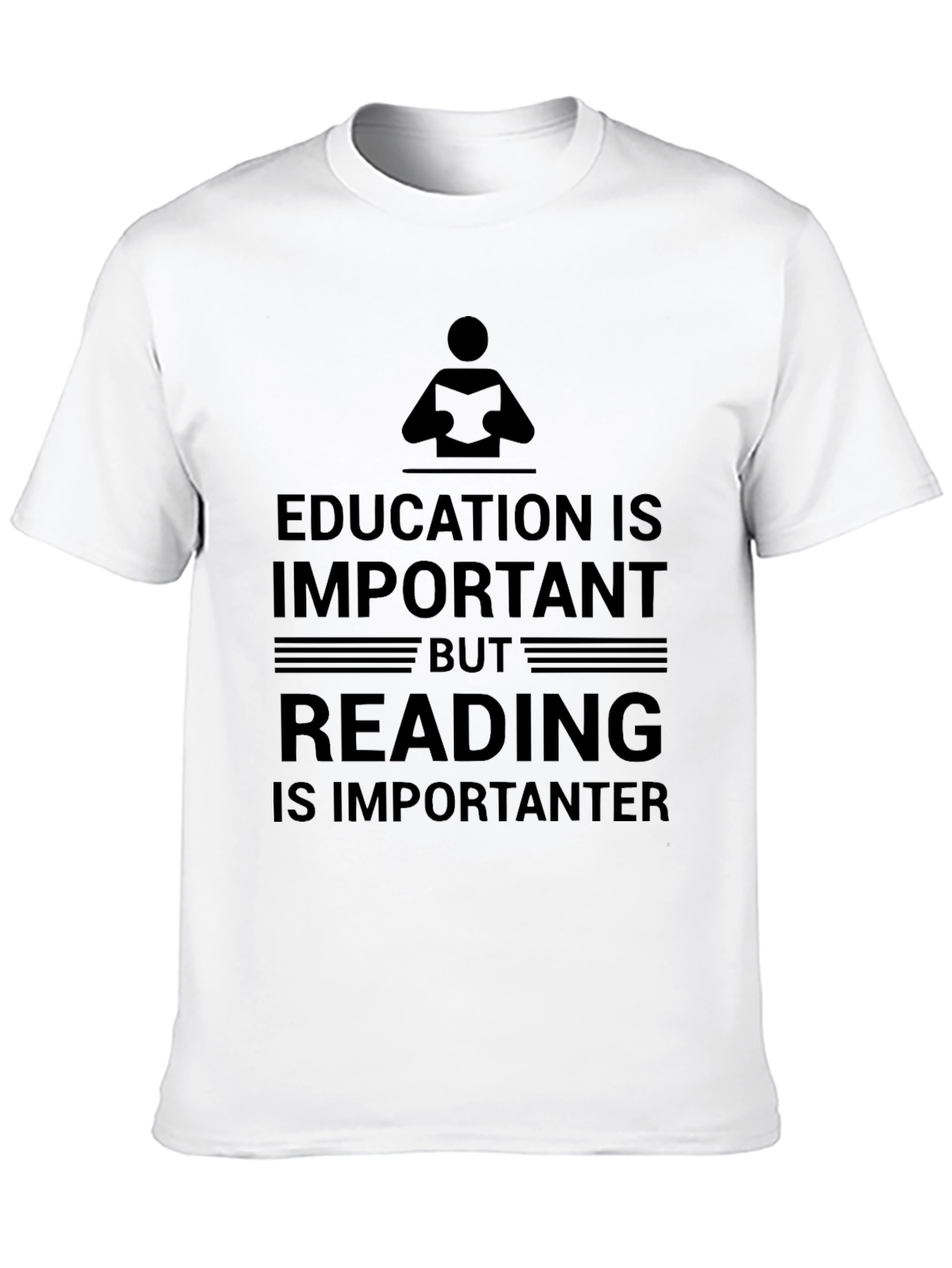 Education vs Reading Humor Black T-Shirt