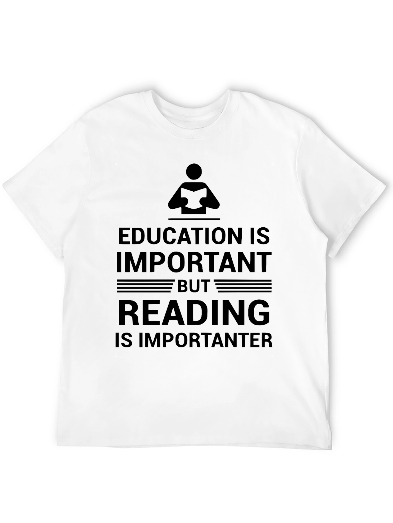Education vs Reading Humor Black T-Shirt