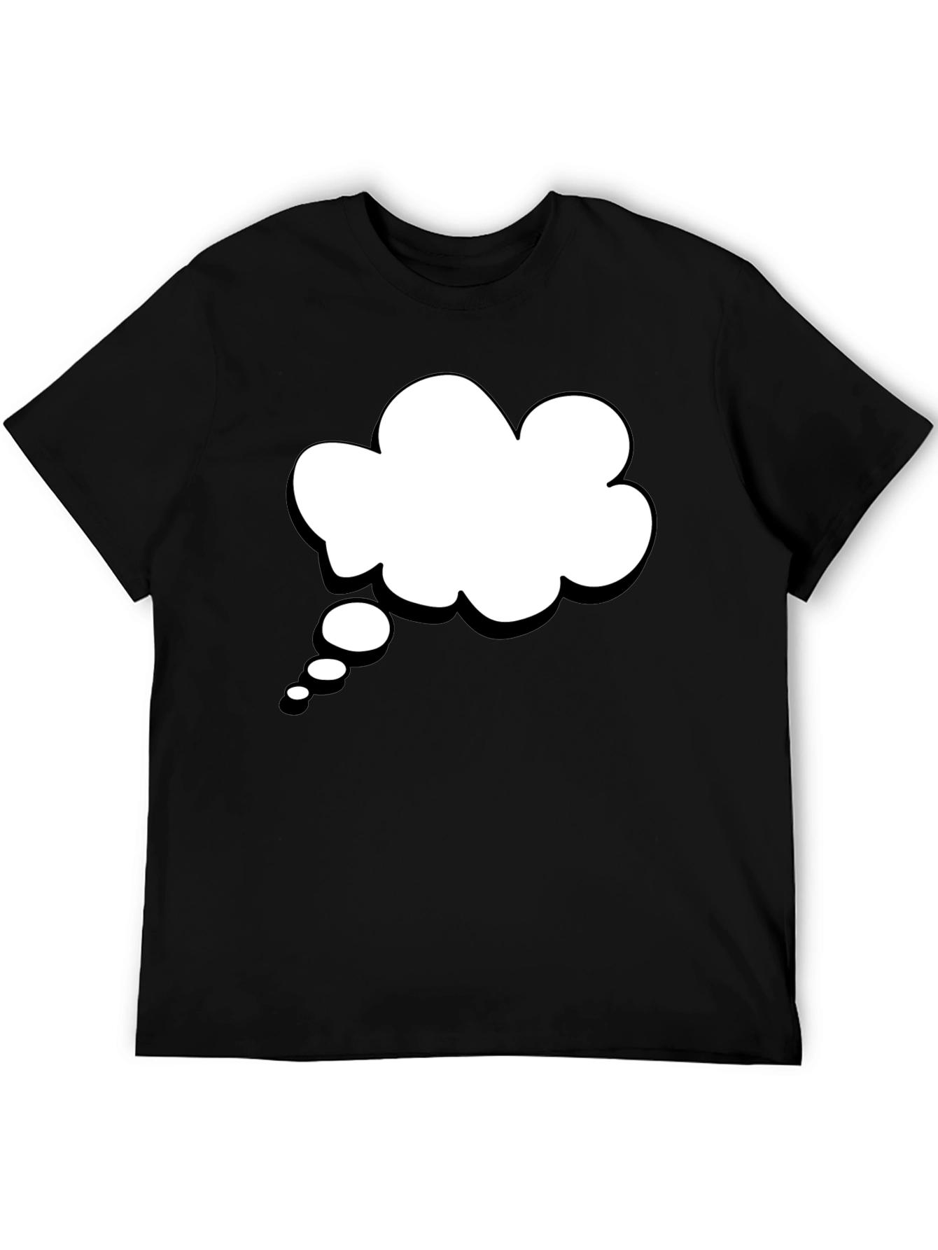 Black T-Shirt with White Thought Bubble Graphic