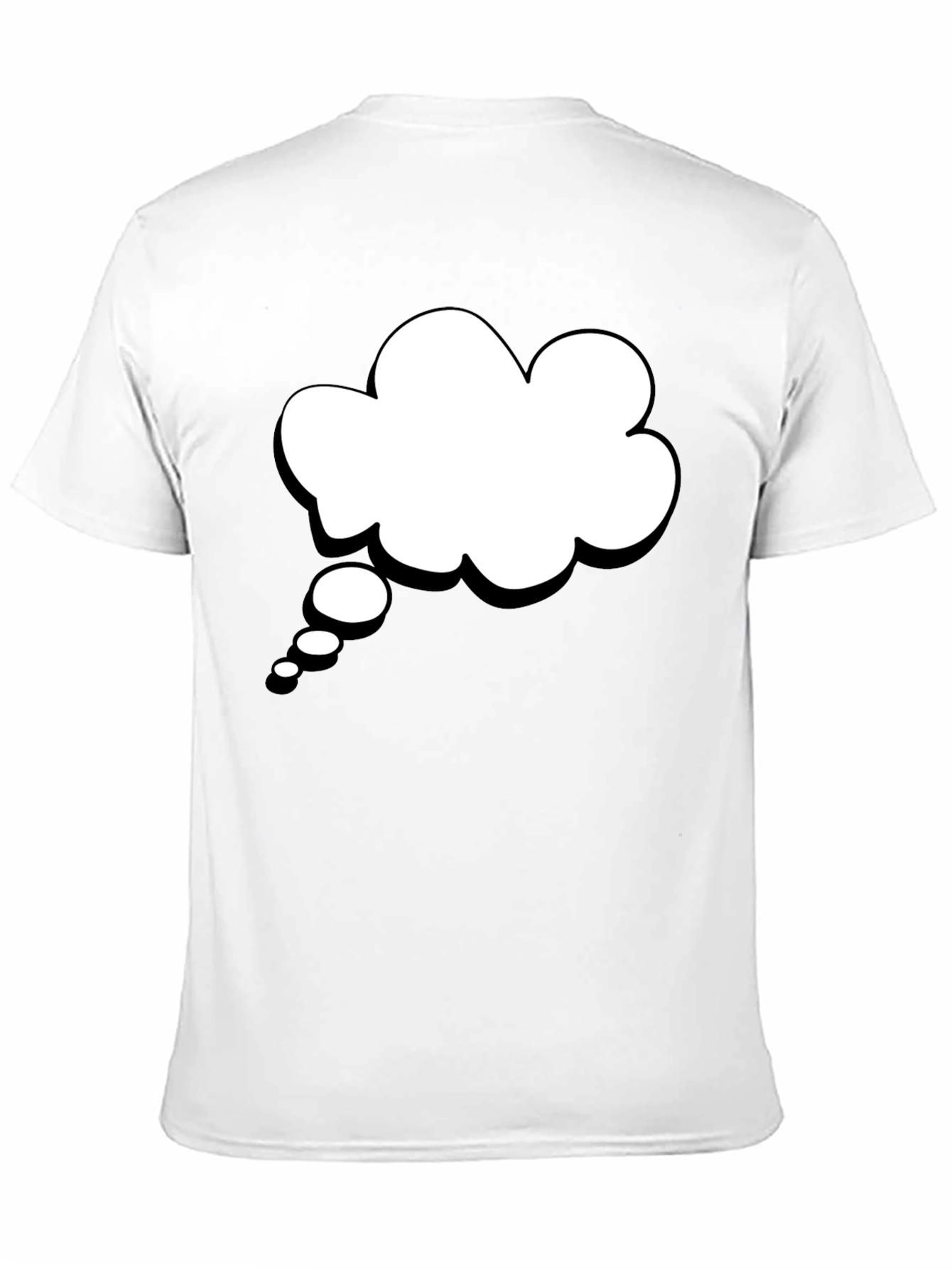 Black T-Shirt with White Thought Bubble Graphic