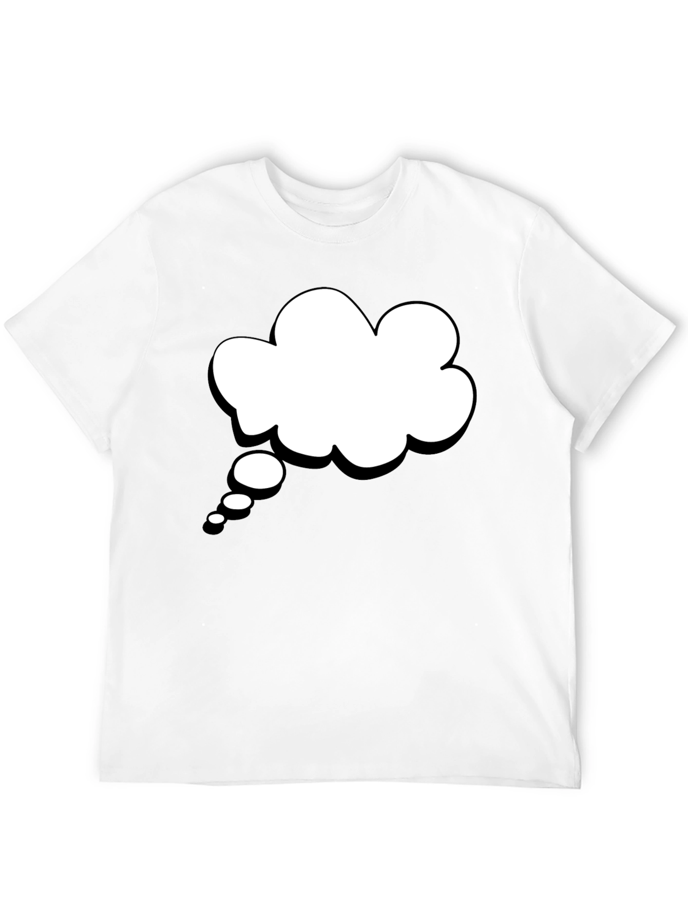 Black T-Shirt with White Thought Bubble Graphic