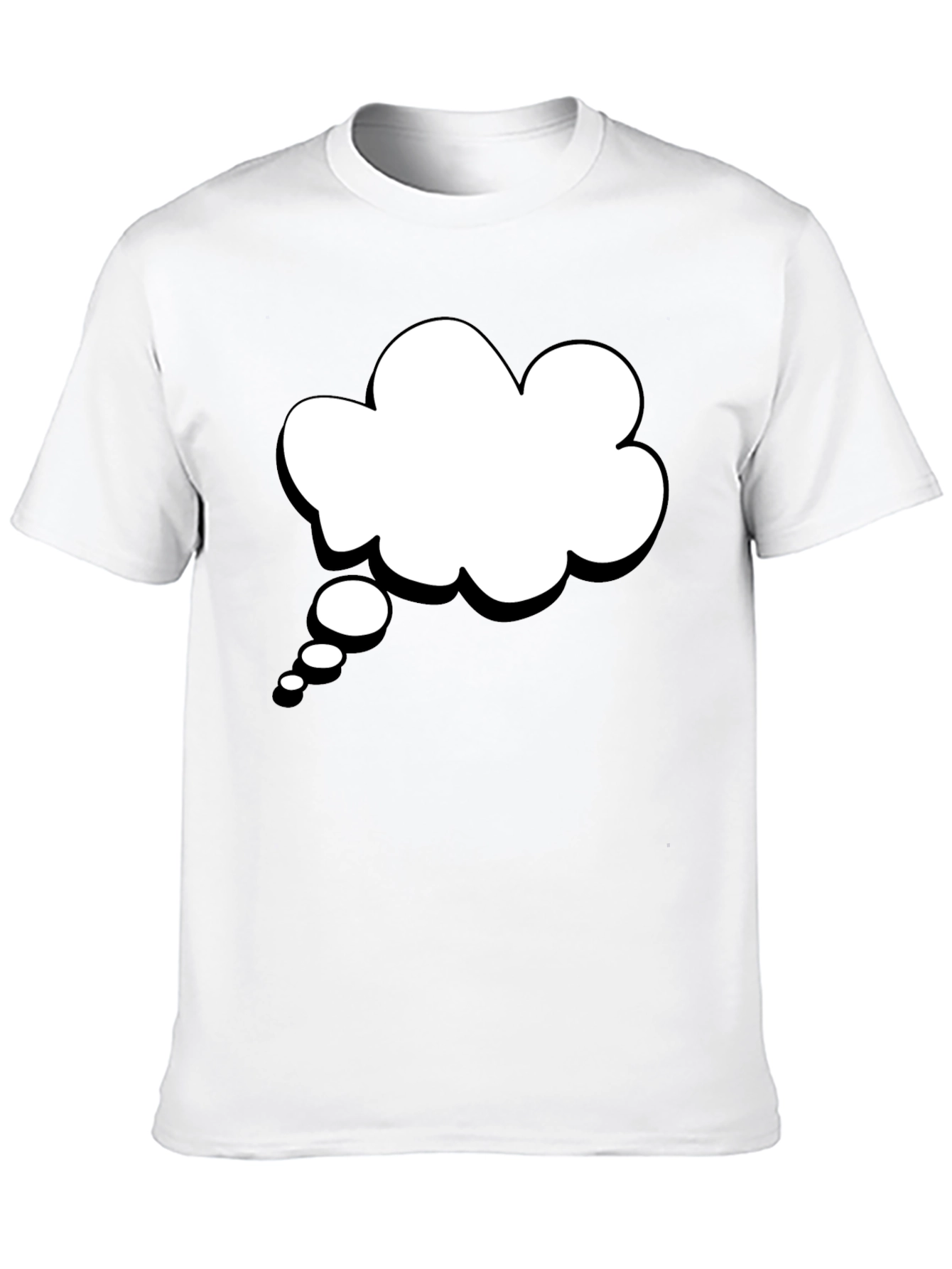 Black T-Shirt with White Thought Bubble Graphic