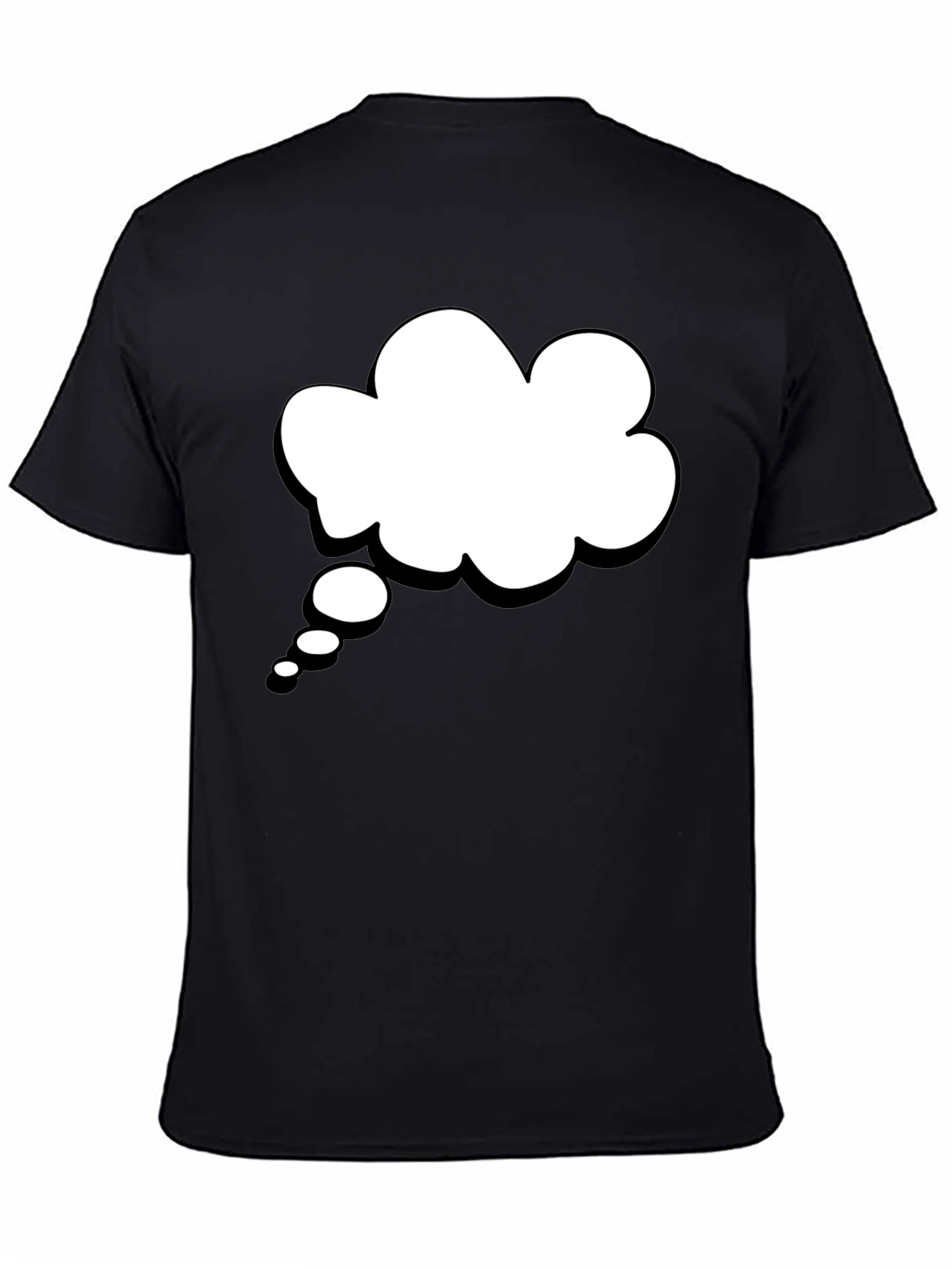 Black T-Shirt with White Thought Bubble Graphic