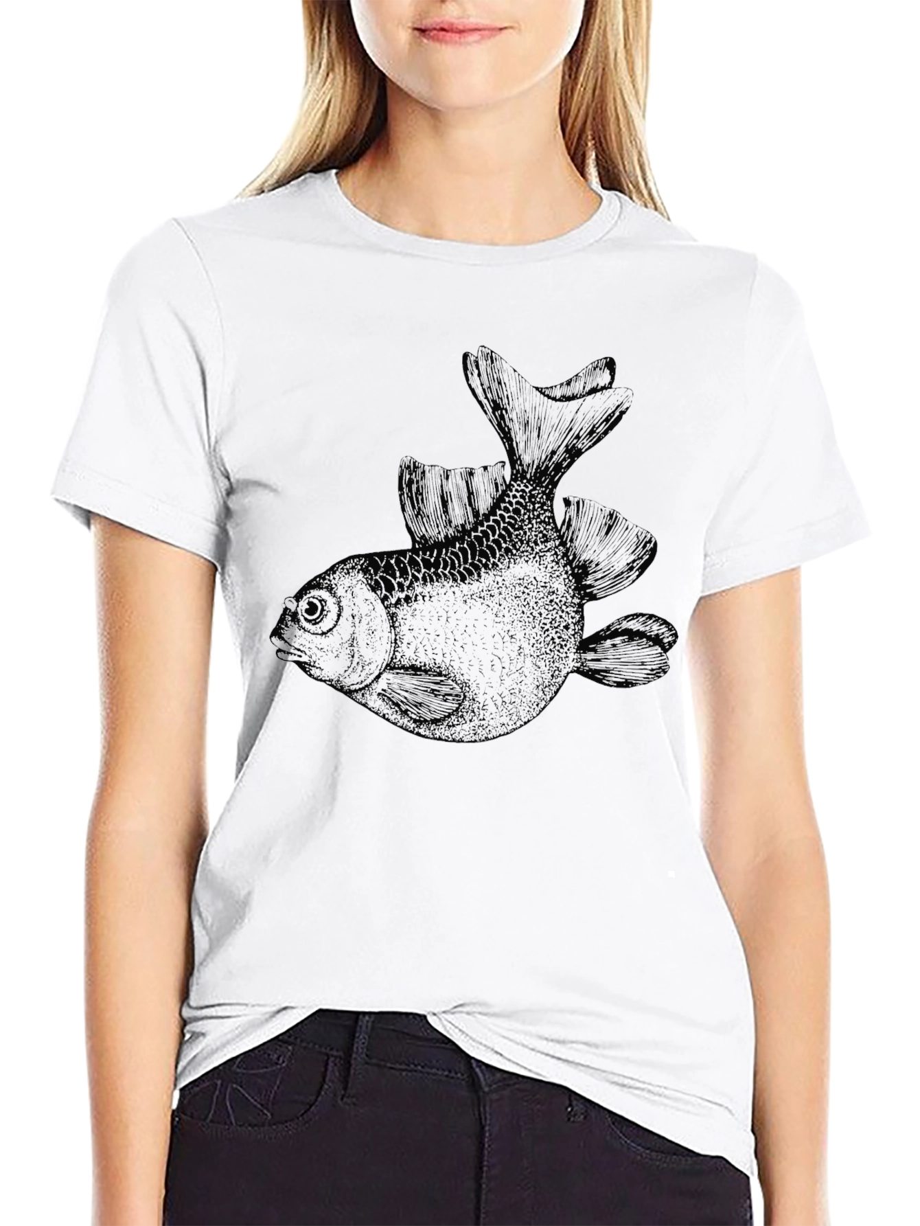 Mens Black Graphic Fish T-Shirt