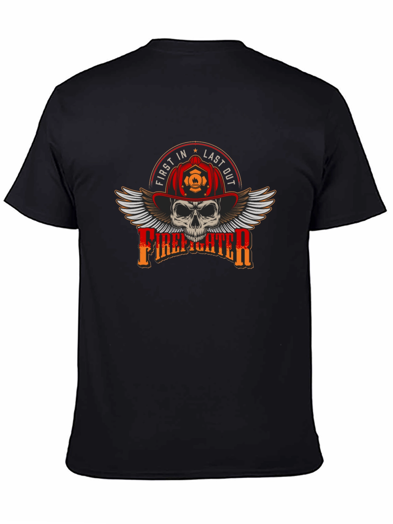 Firefighter Skull Graphic Tee - First In Last Out
