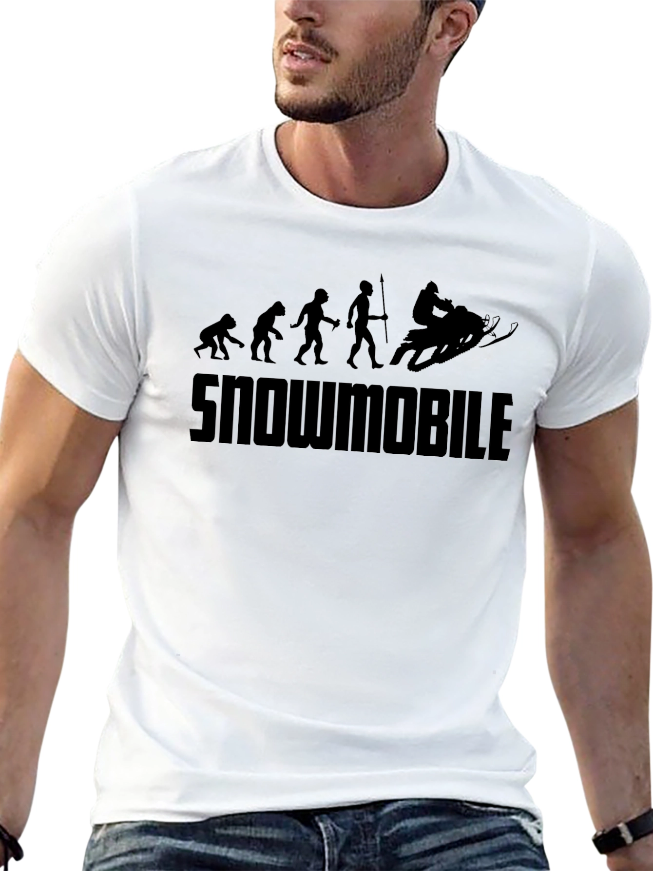 Snowmobile Evolution T-Shirt - Black Graphic Tee