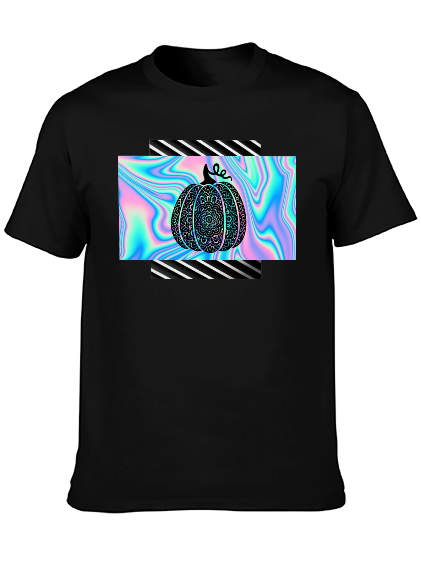 Holographic Pumpkin Black T-Shirt