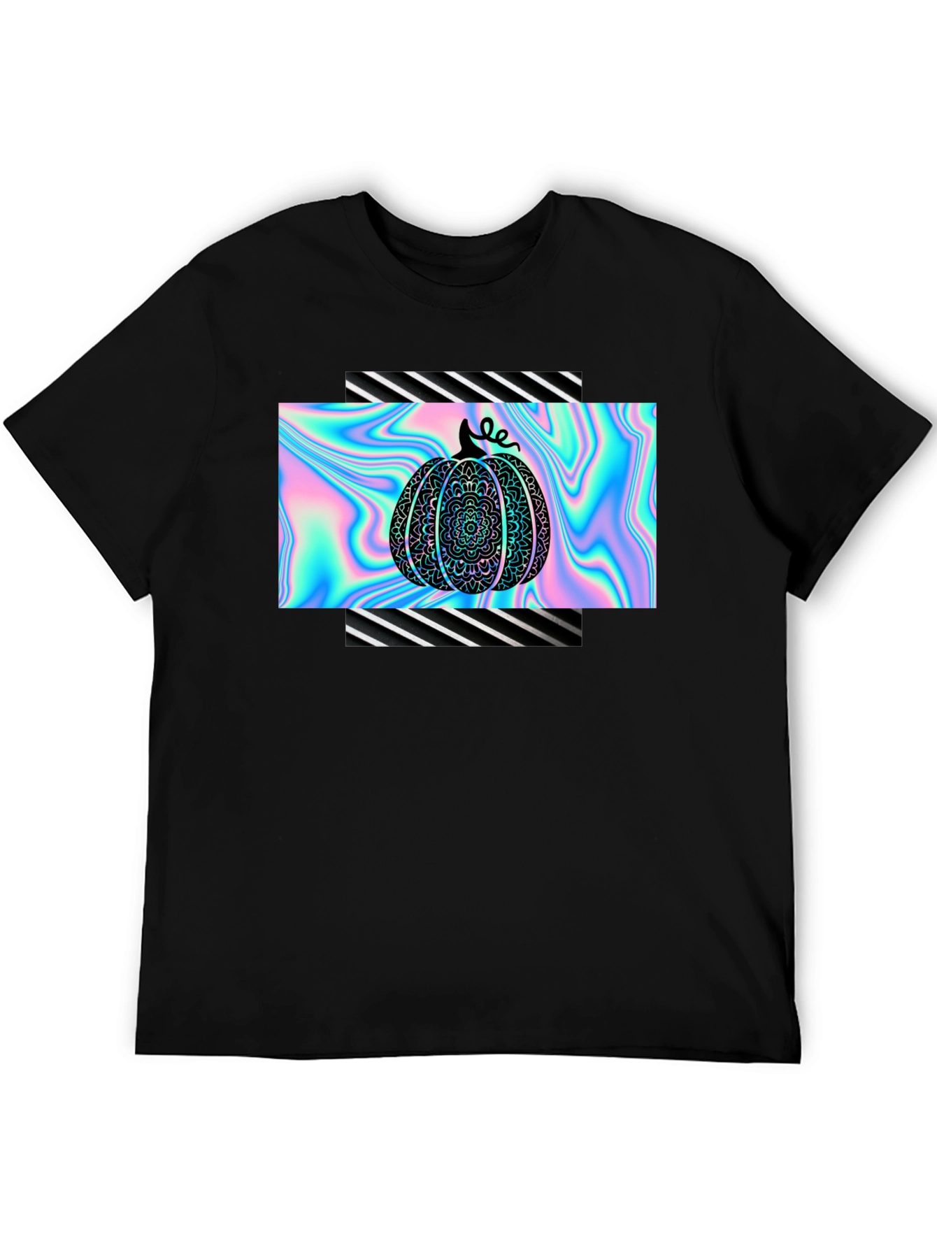 Holographic Pumpkin Black T-Shirt