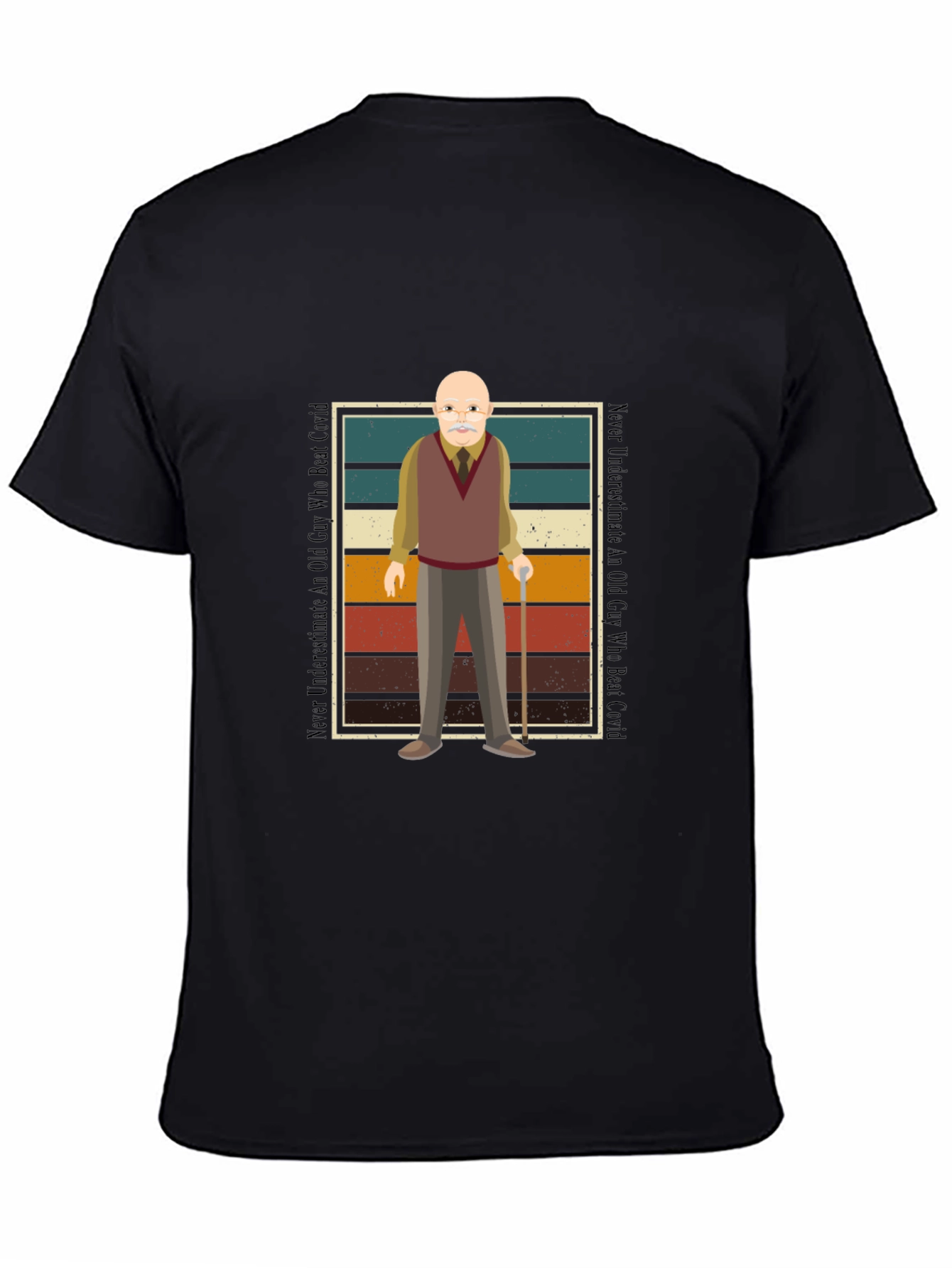 Old Guy Who Beat Covid Black T-Shirt