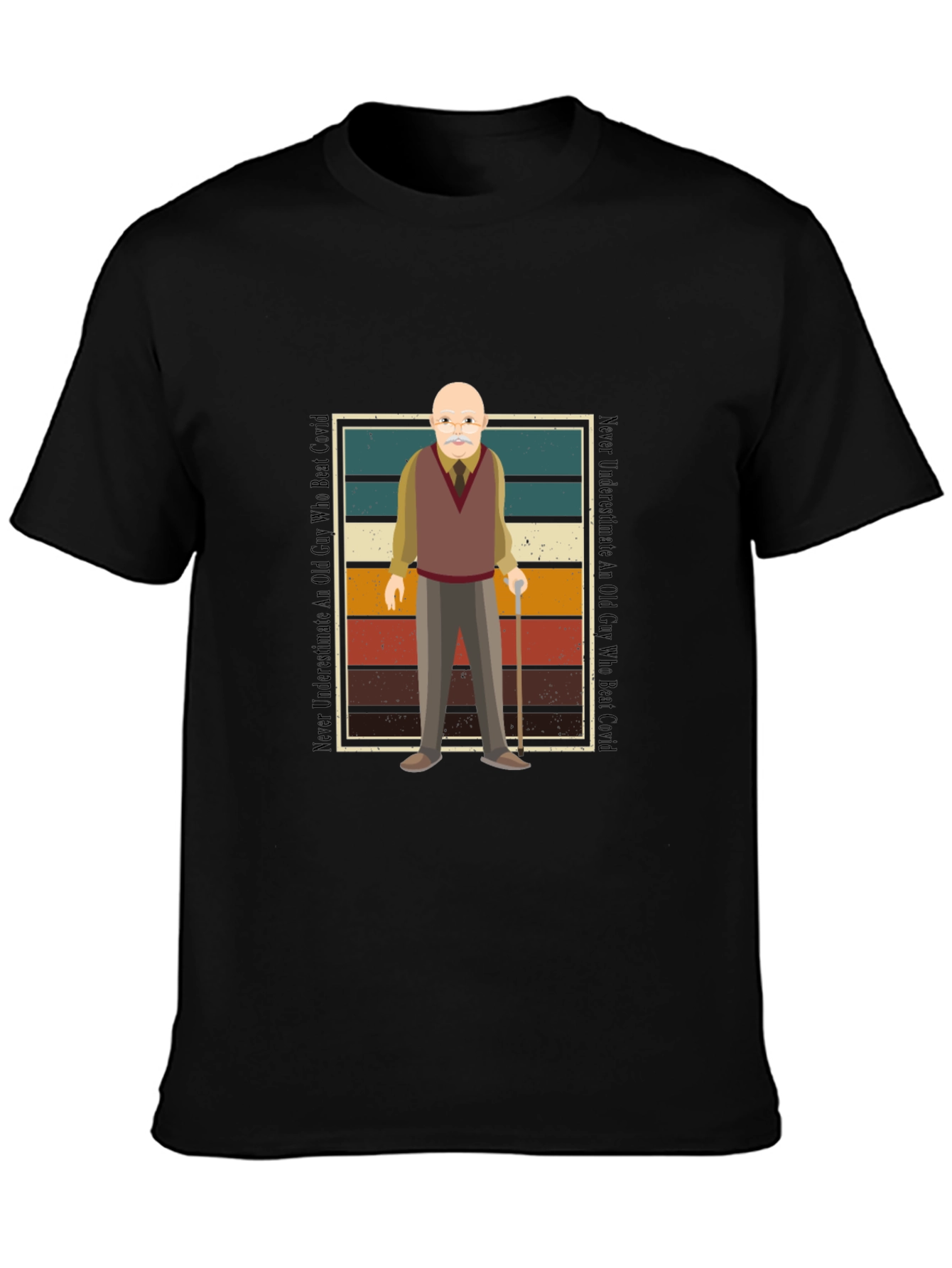 Old Guy Who Beat Covid Black T-Shirt