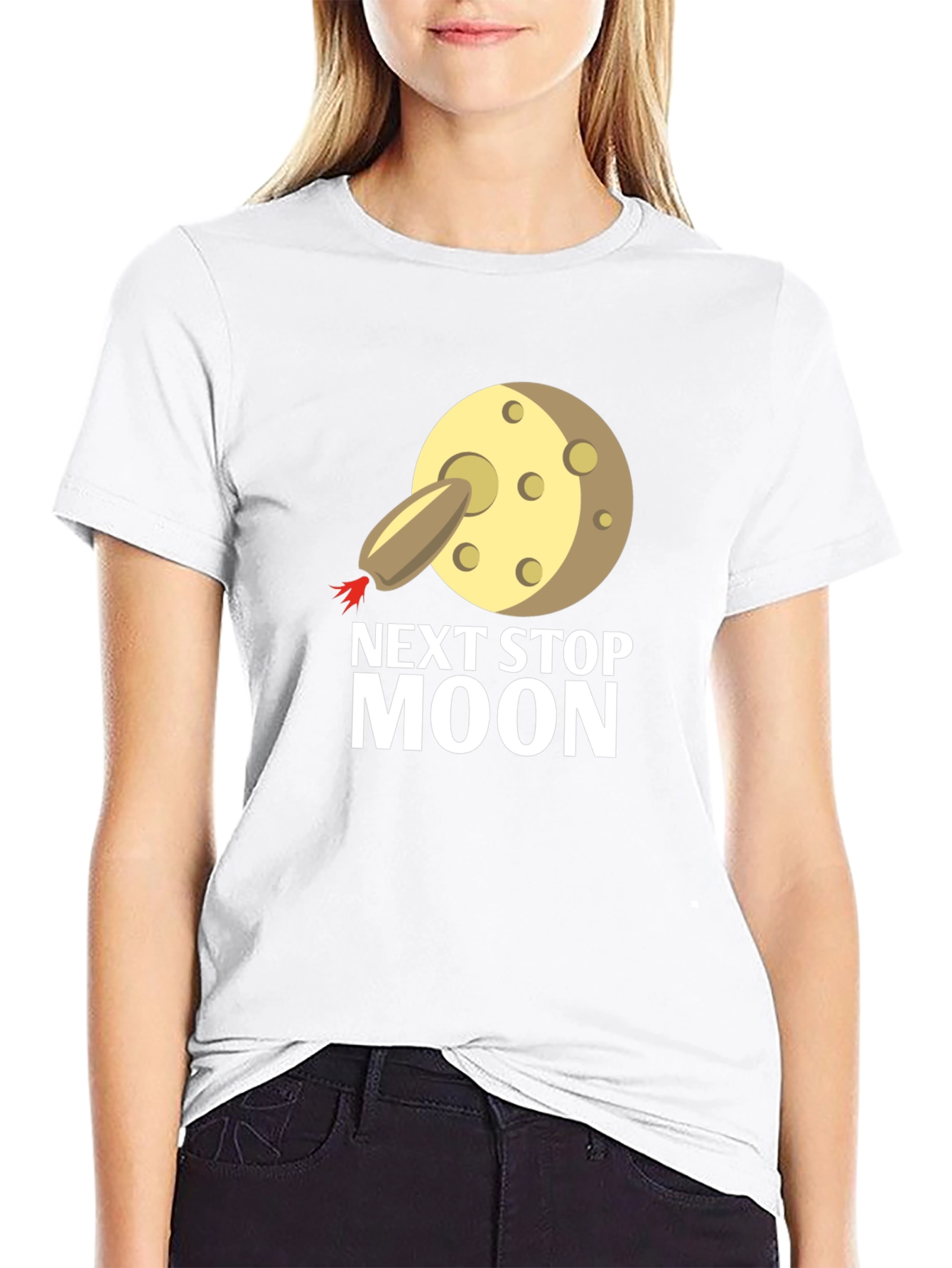Next Stop Moon T-Shirt - Black Cotton Tee