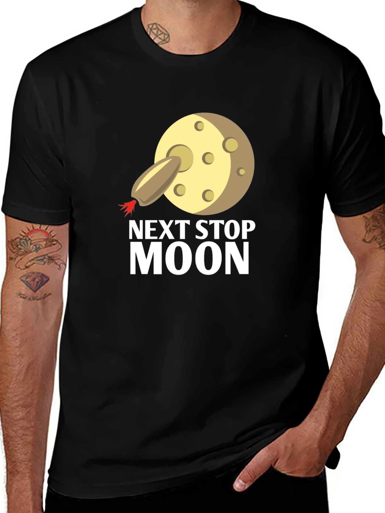 Next Stop Moon T-Shirt - Black Cotton Tee
