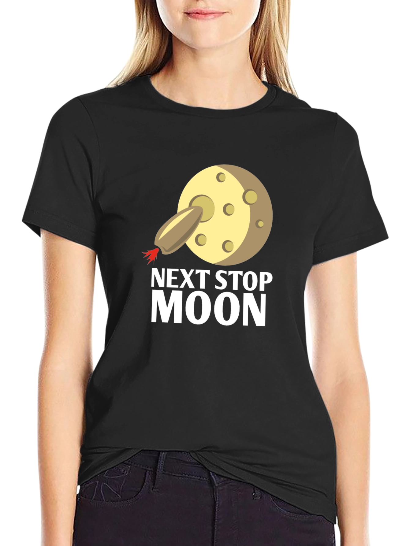 Next Stop Moon T-Shirt - Black Cotton Tee