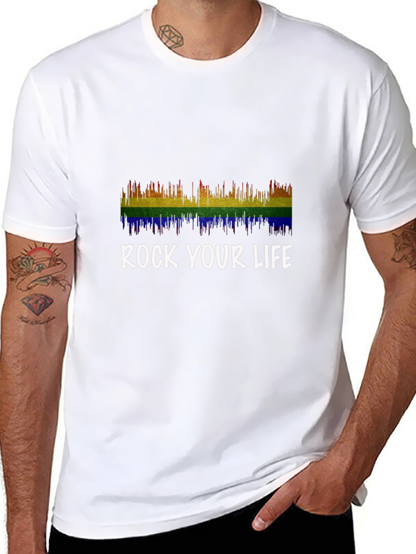 Rock Your Life Rainbow Graphic T-Shirt