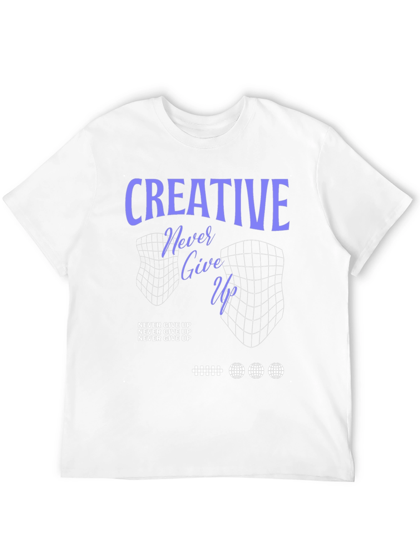 Creative Never Give Up Black Graphic T-Shirt