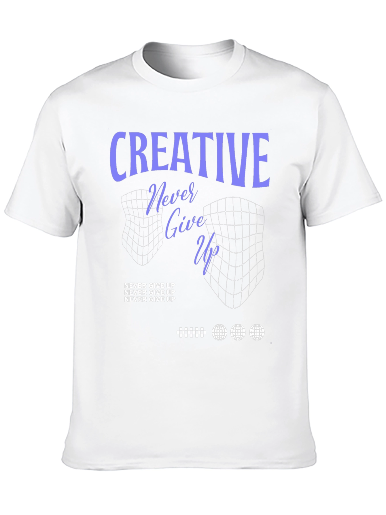 Creative Never Give Up Black Graphic T-Shirt