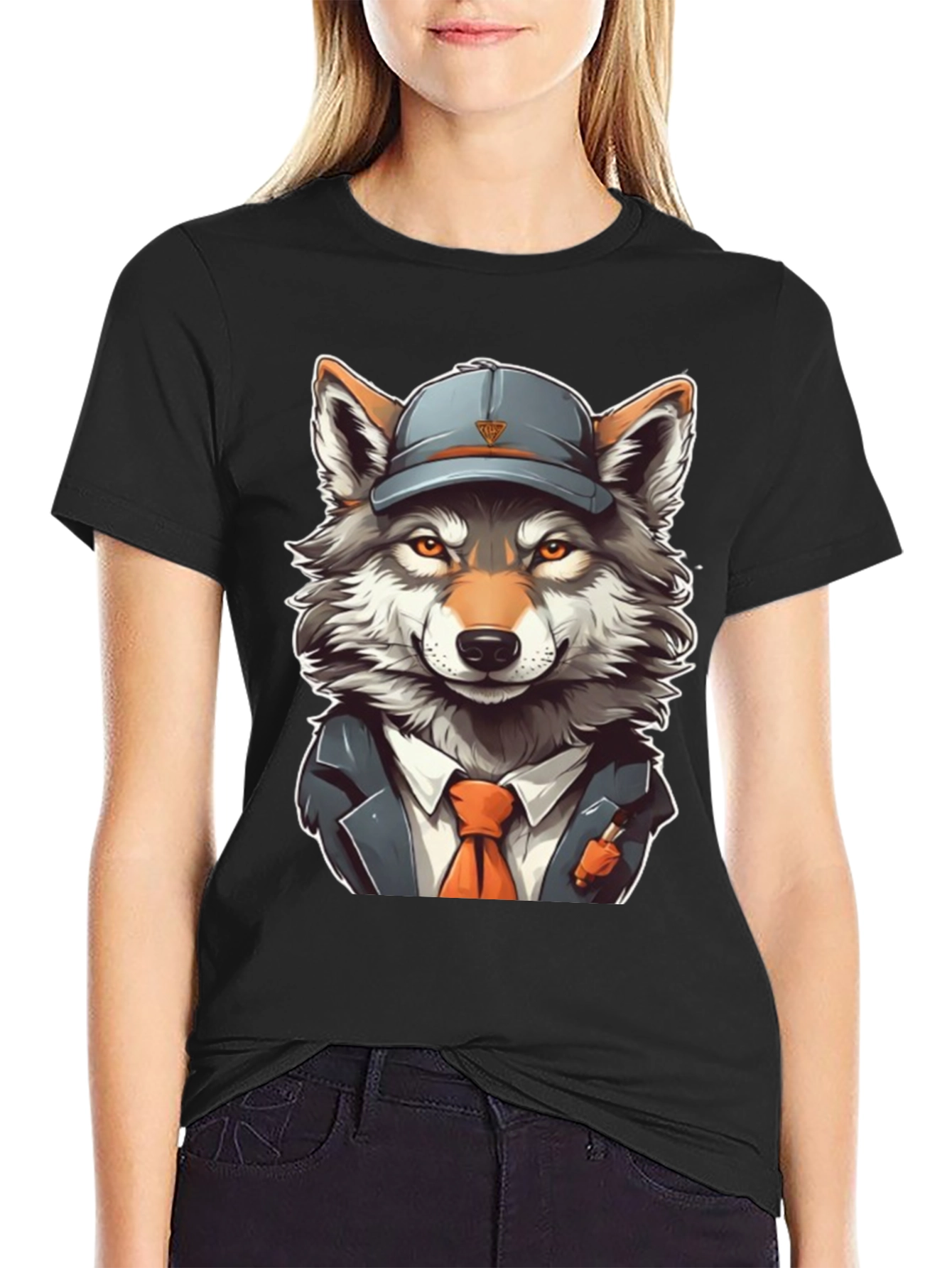 Wolf in Suit T-Shirt - Cartoon Style