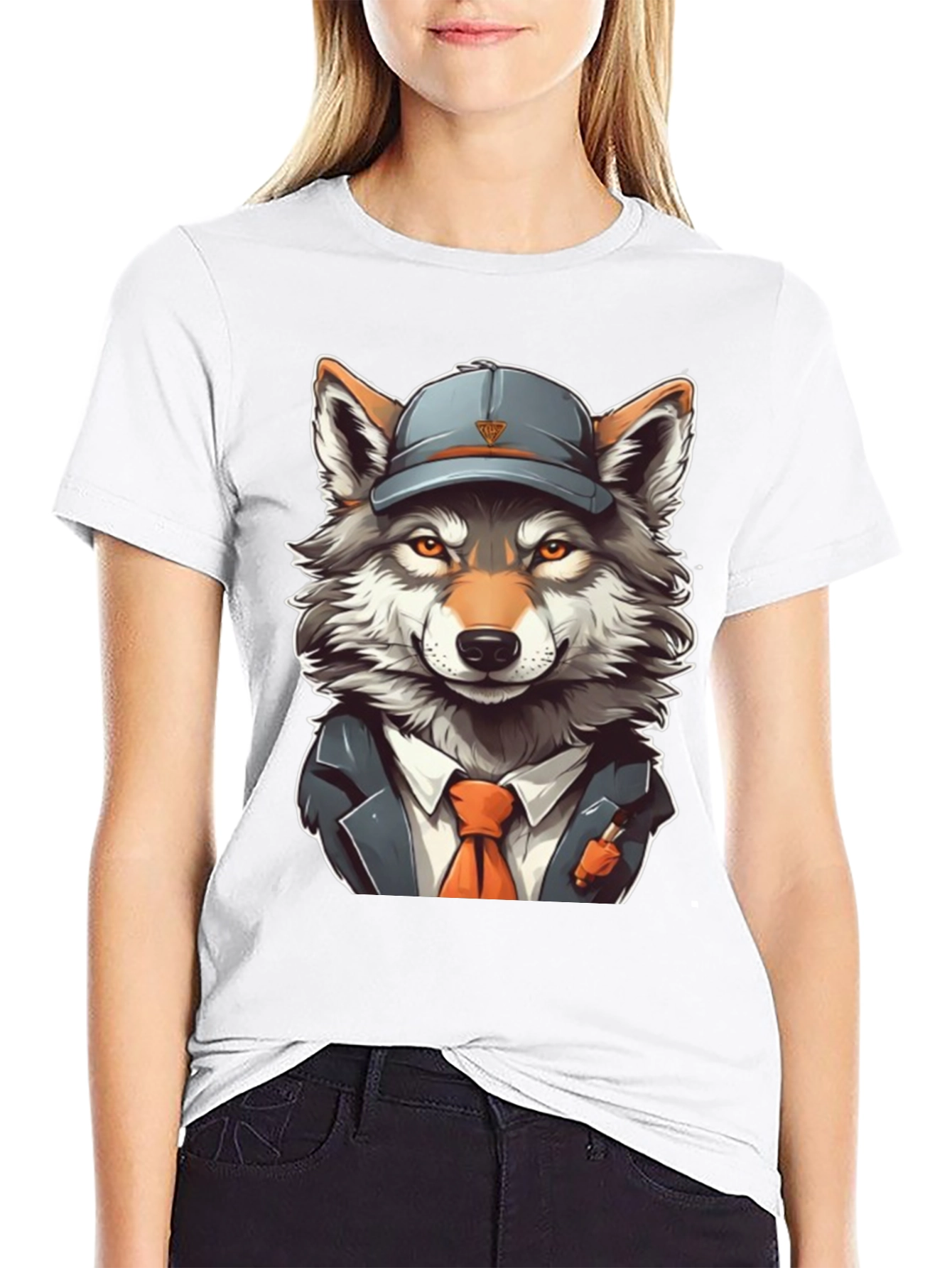 Wolf in Suit T-Shirt - Cartoon Style