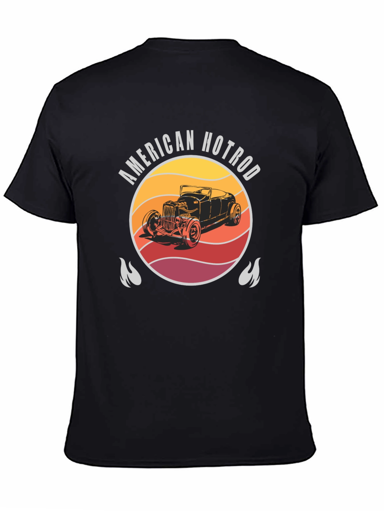 American Hotrod Car Graphic Black T-Shirt