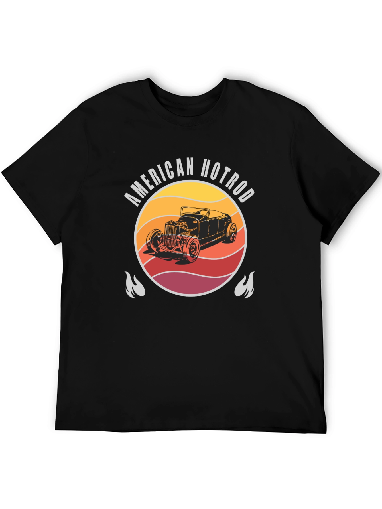 American Hotrod Car Graphic Black T-Shirt