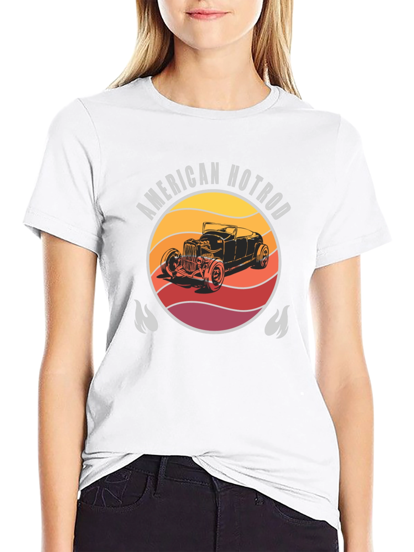 American Hotrod Car Graphic Black T-Shirt