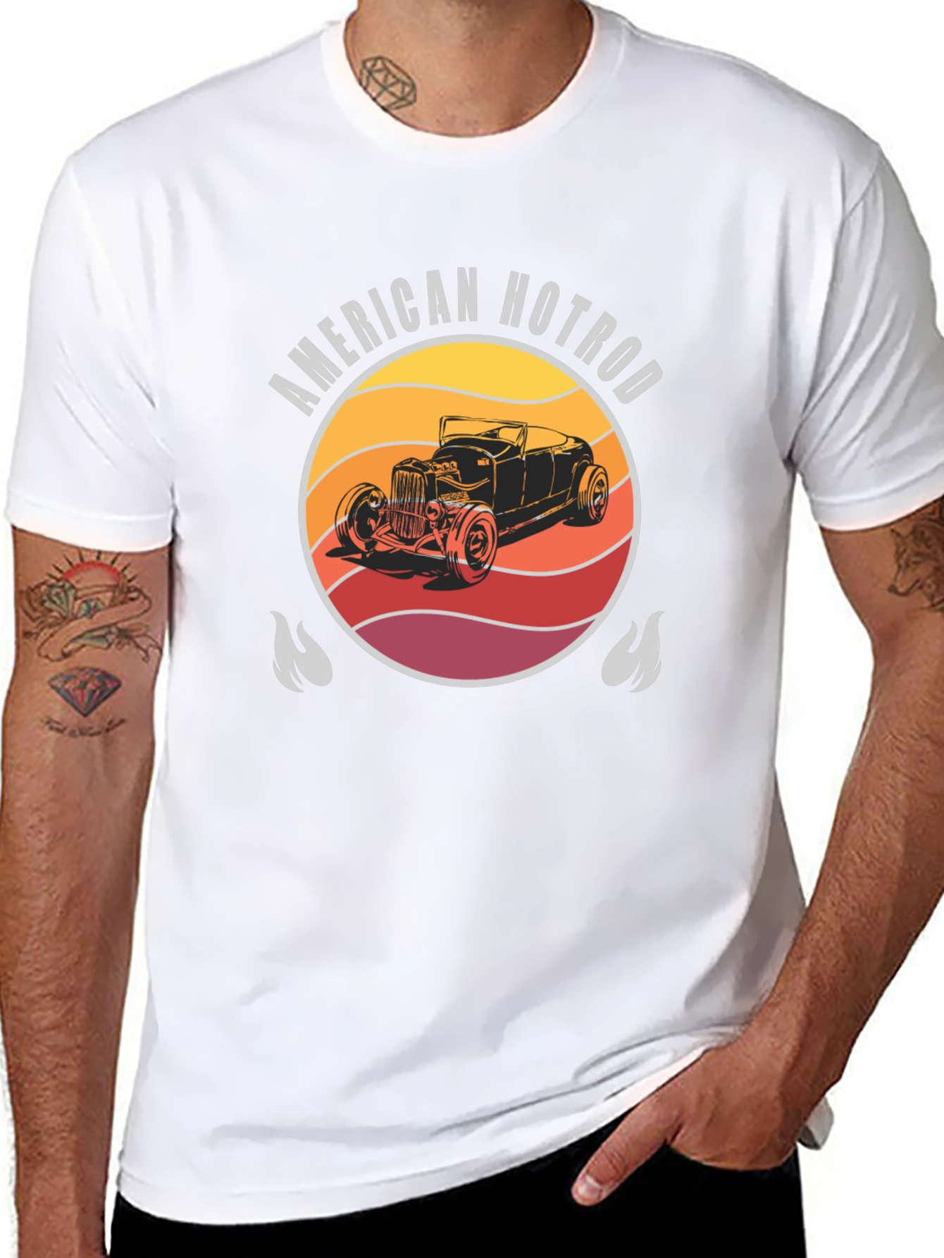 American Hotrod Car Graphic Black T-Shirt