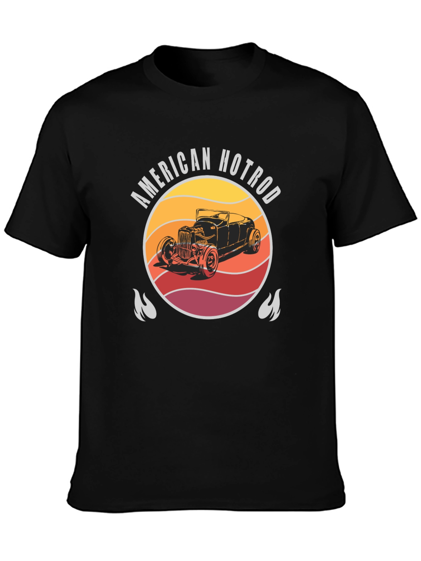 American Hotrod Car Graphic Black T-Shirt