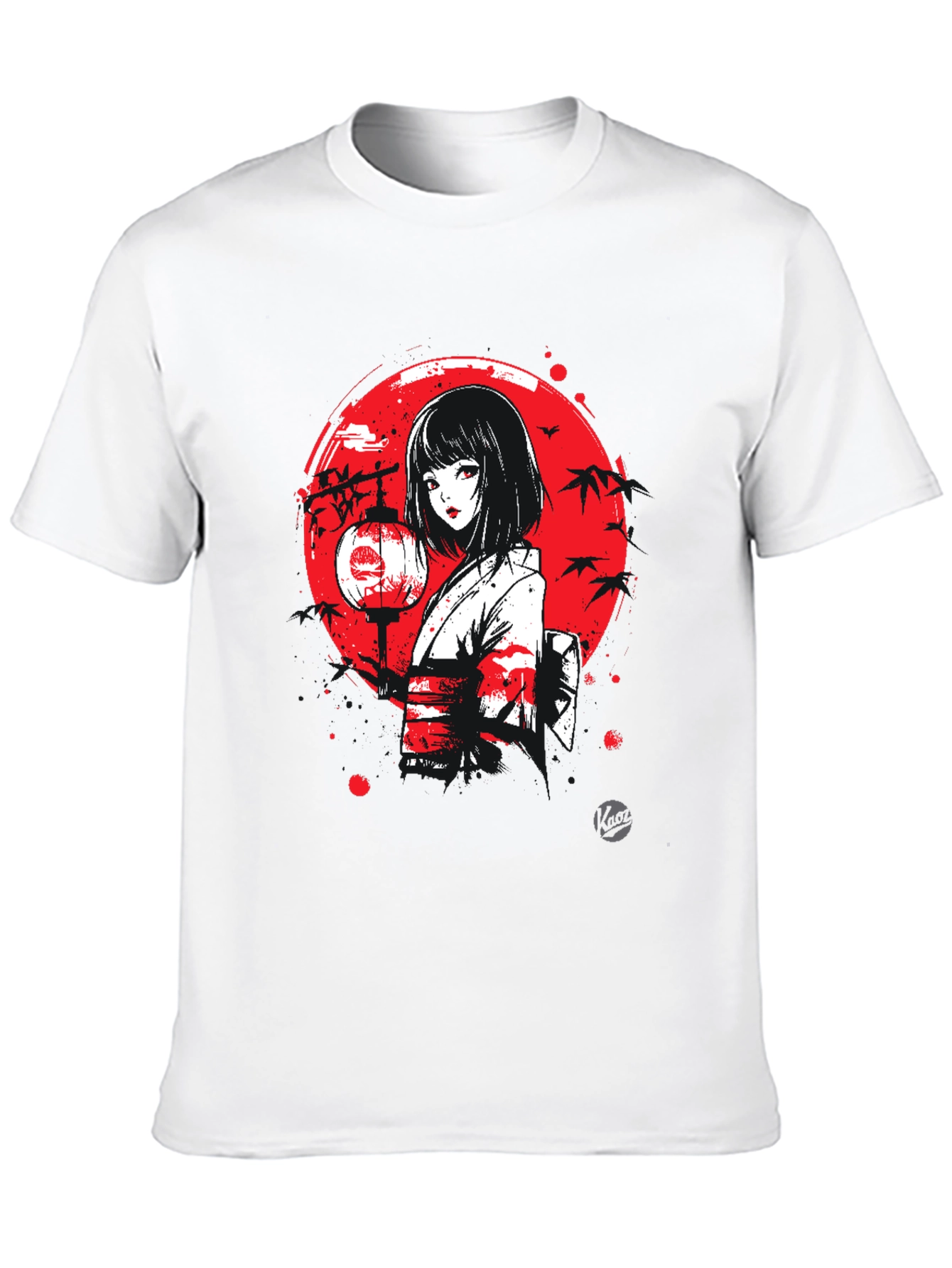 Anime Girl Lantern Graphic Black T-Shirt