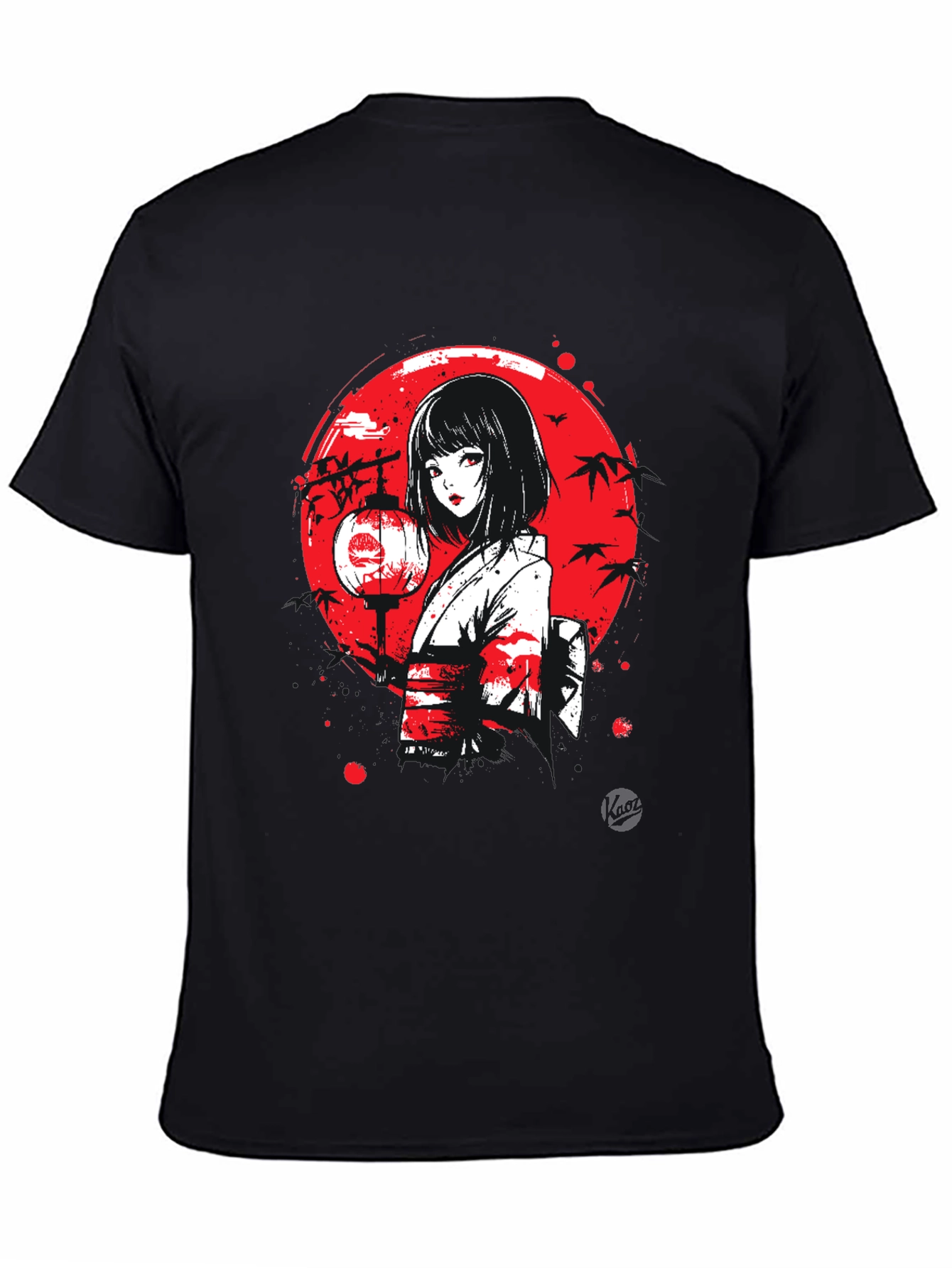 Anime Girl Lantern Graphic Black T-Shirt