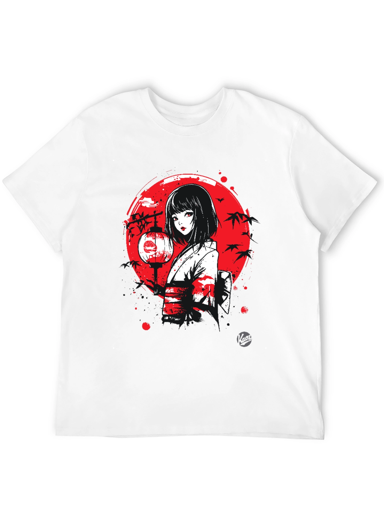 Anime Girl Lantern Graphic Black T-Shirt