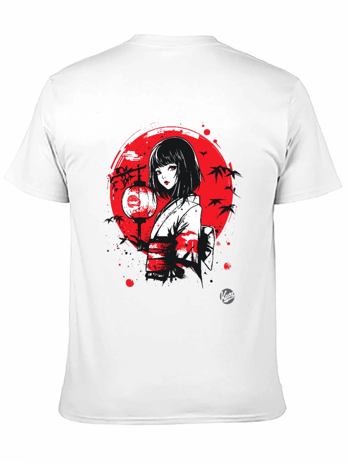 Anime Girl Lantern Graphic Black T-Shirt