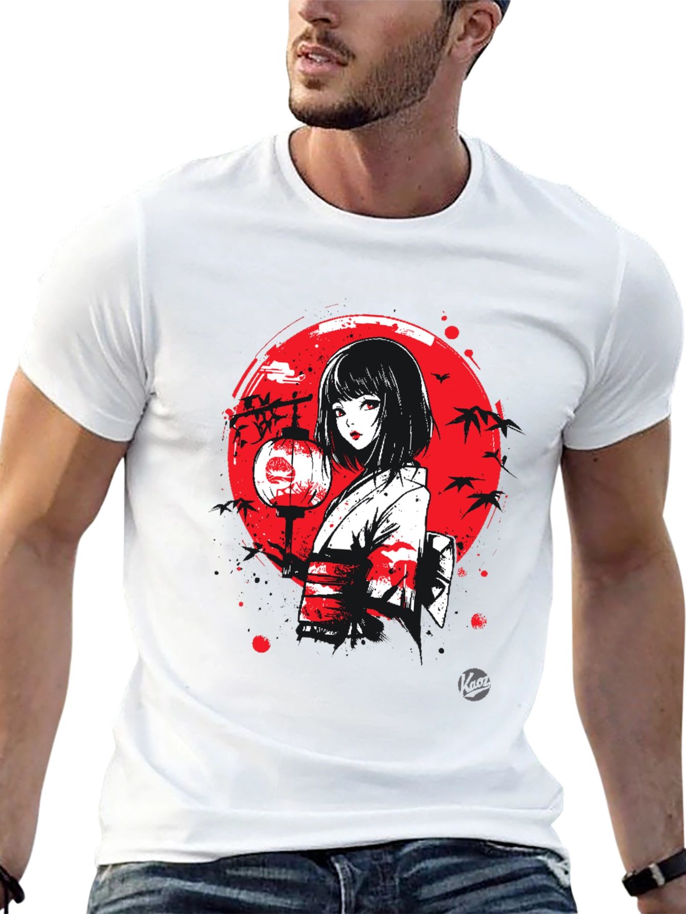 Anime Girl Lantern Graphic Black T-Shirt