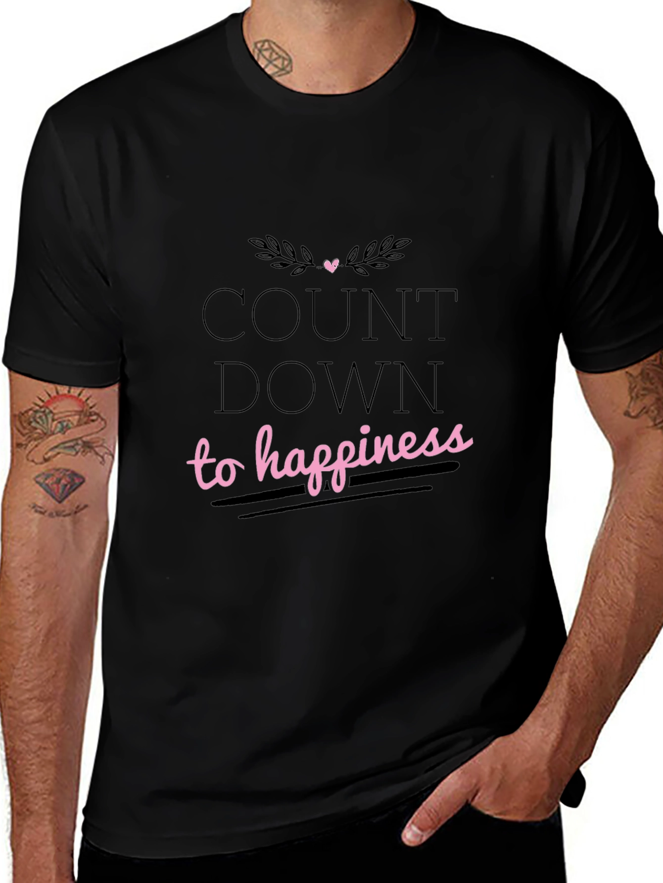 Countdown to Happiness Graphic Tee - Black Casual Shirt