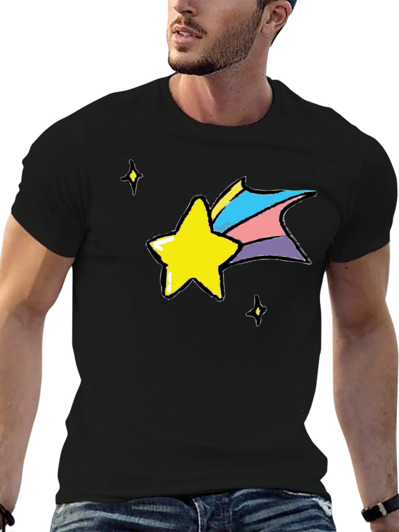 Shooting Star Graphic Black T-Shirt
