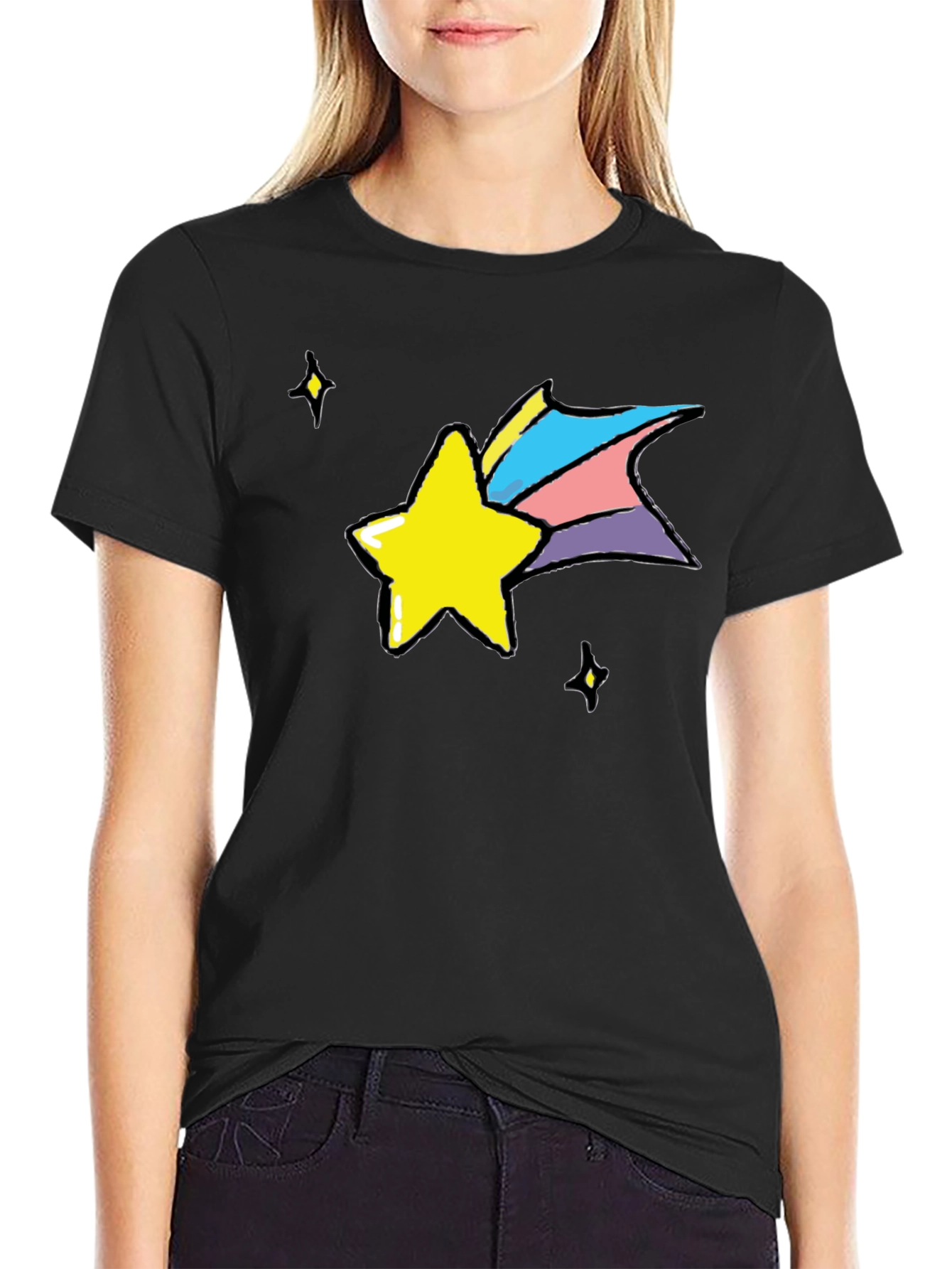 Shooting Star Graphic Black T-Shirt