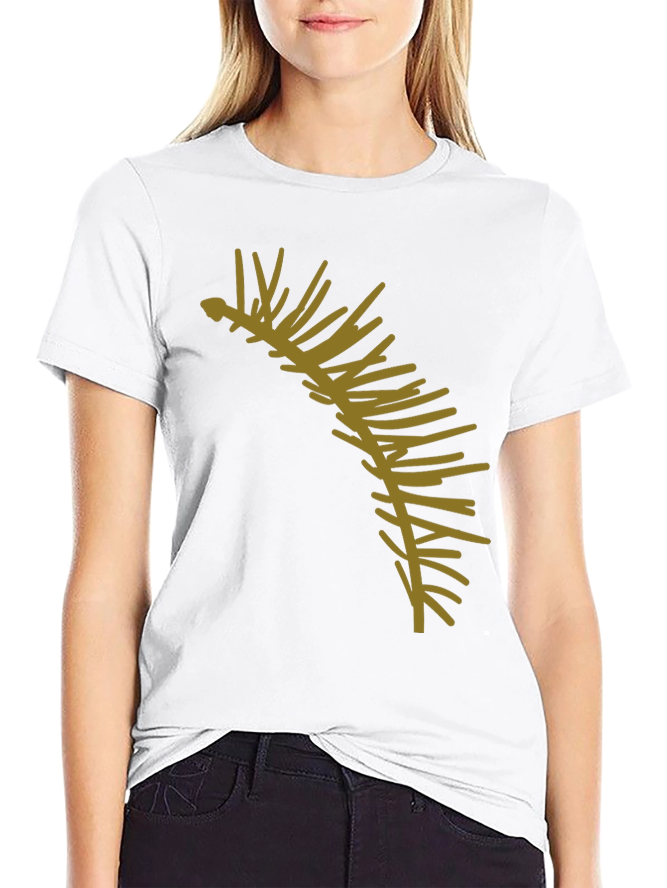 Stylish Black T-Shirt with Abstract Branch Graphic