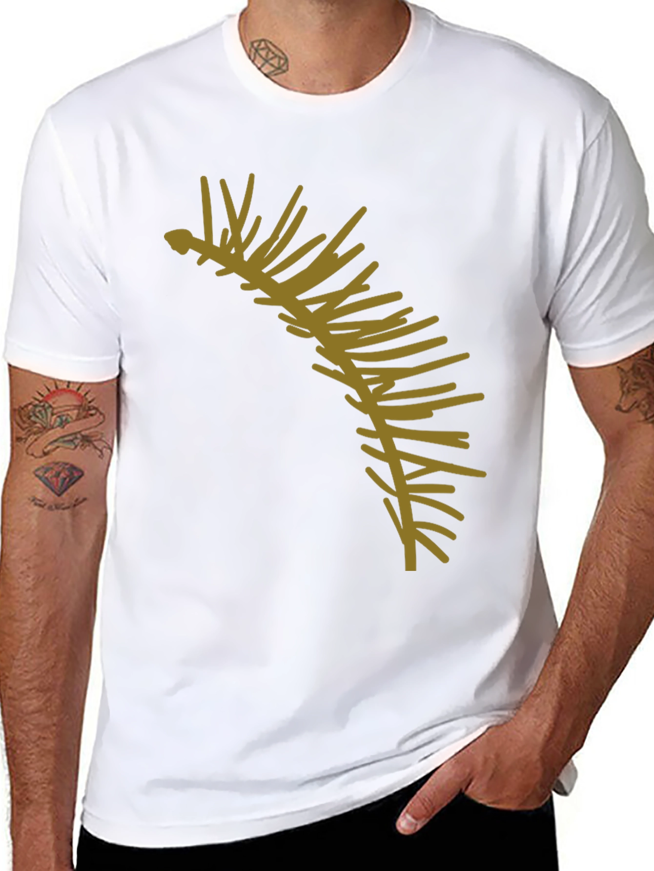 Stylish Black T-Shirt with Abstract Branch Graphic