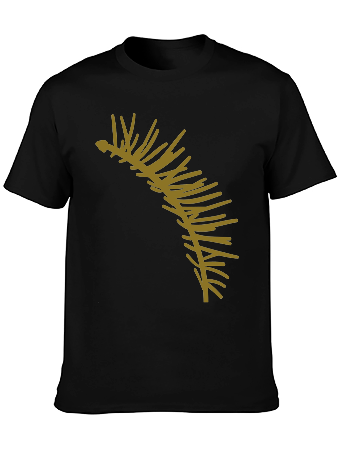 Stylish Black T-Shirt with Abstract Branch Graphic