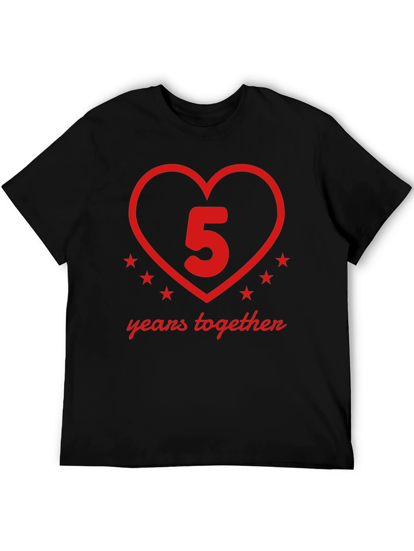 5 Years Together Anniversary T-Shirt - Heart Design