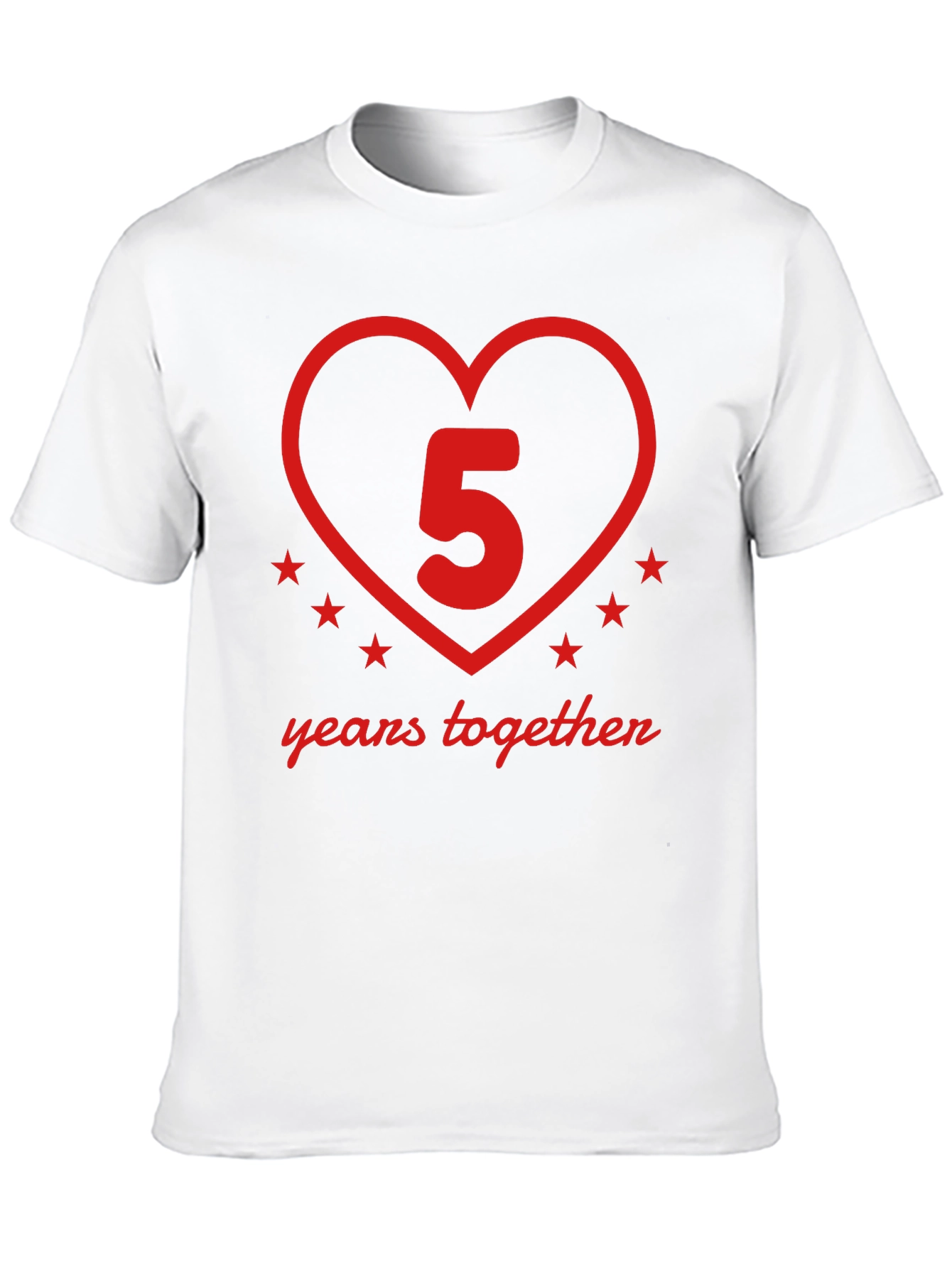 5 Years Together Anniversary T-Shirt - Heart Design