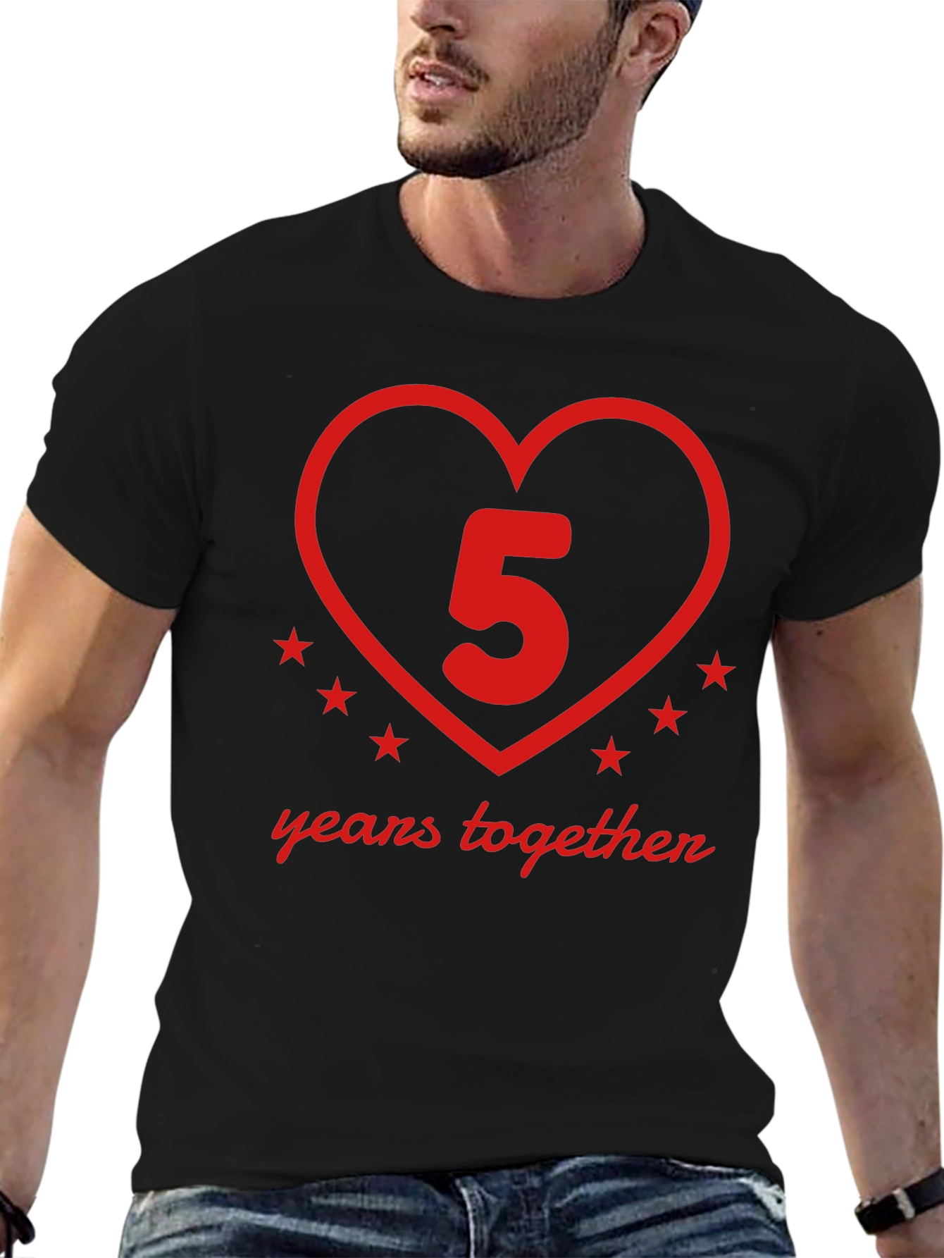 5 Years Together Anniversary T-Shirt - Heart Design