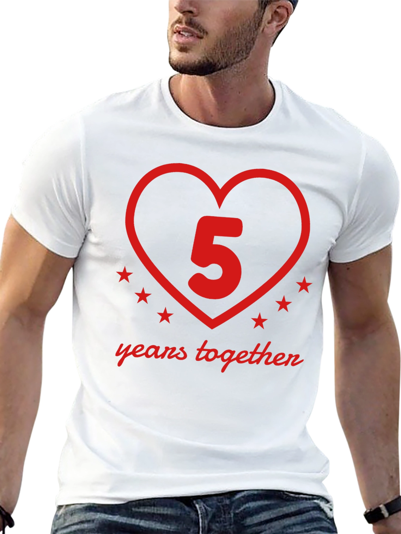 5 Years Together Anniversary T-Shirt - Heart Design