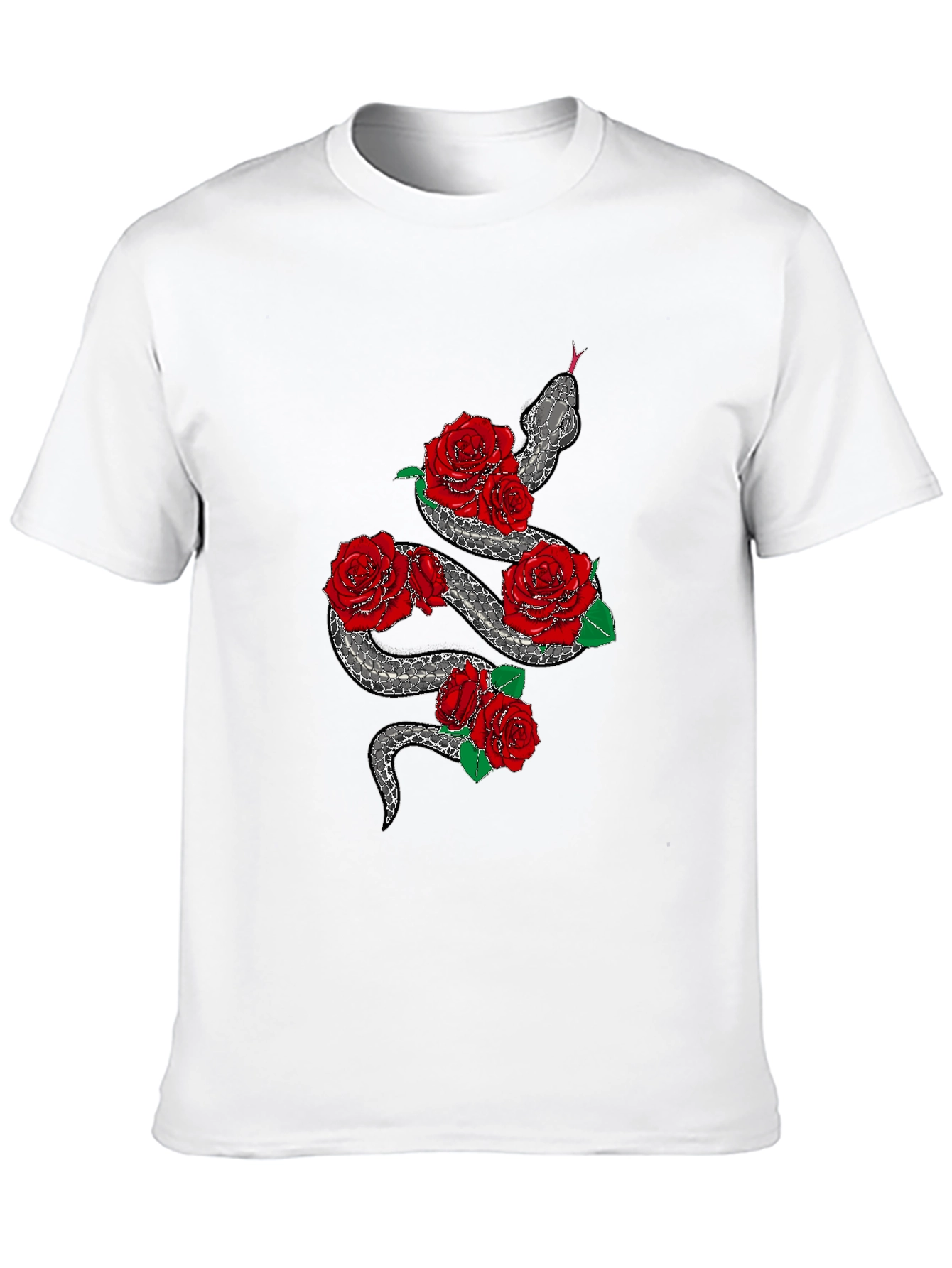 Snake and Roses Graphic Black T-Shirt