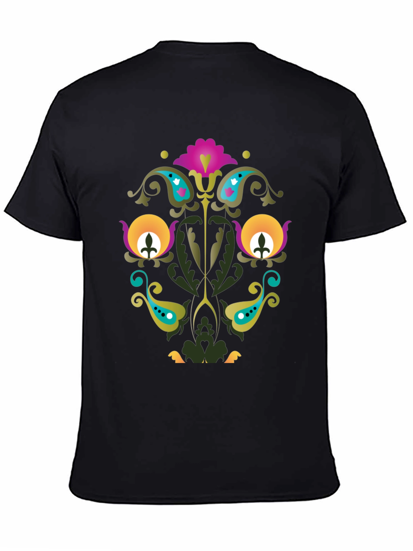 Floral Paisley Black T-Shirt Unique Design