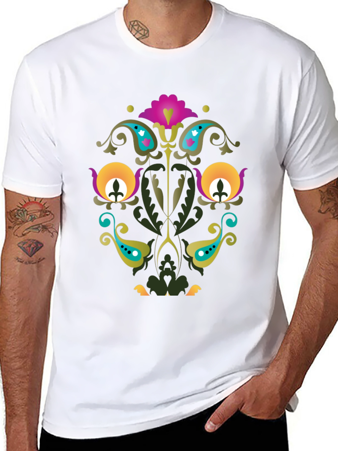 Floral Paisley Black T-Shirt Unique Design