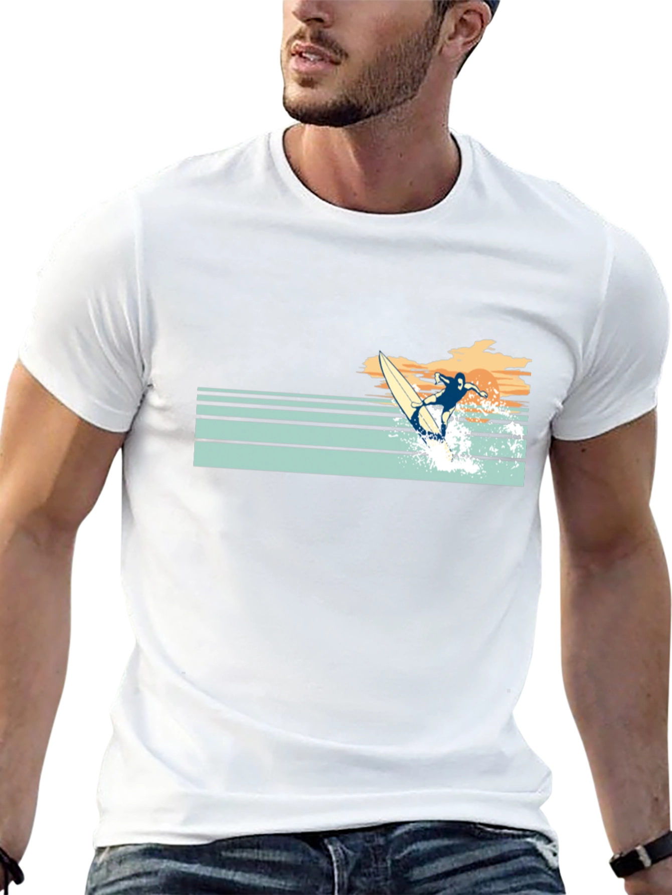 Retro Surfer Graphic Tee - Black
