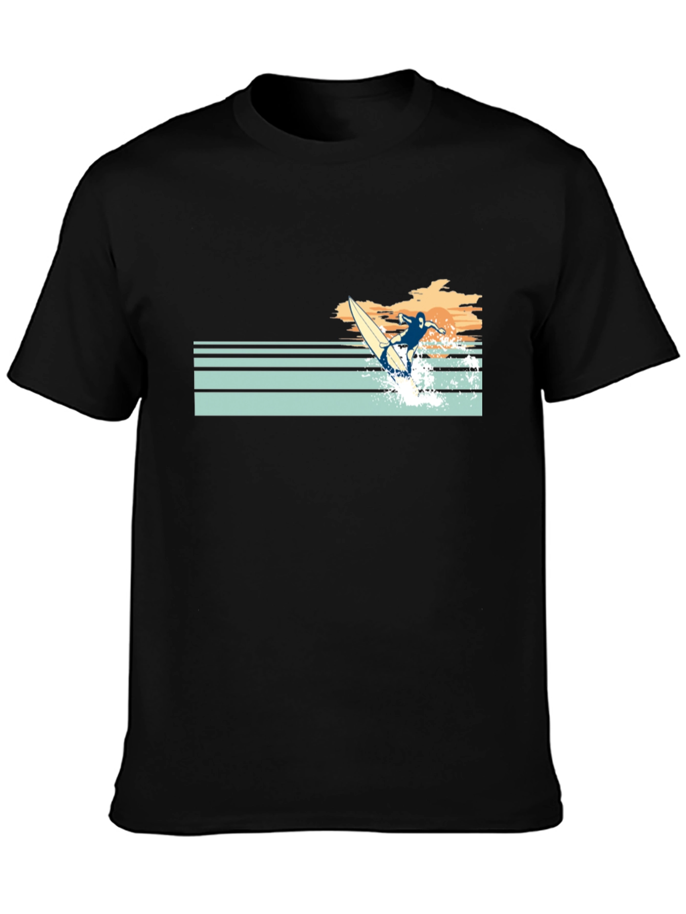 Retro Surfer Graphic Tee - Black