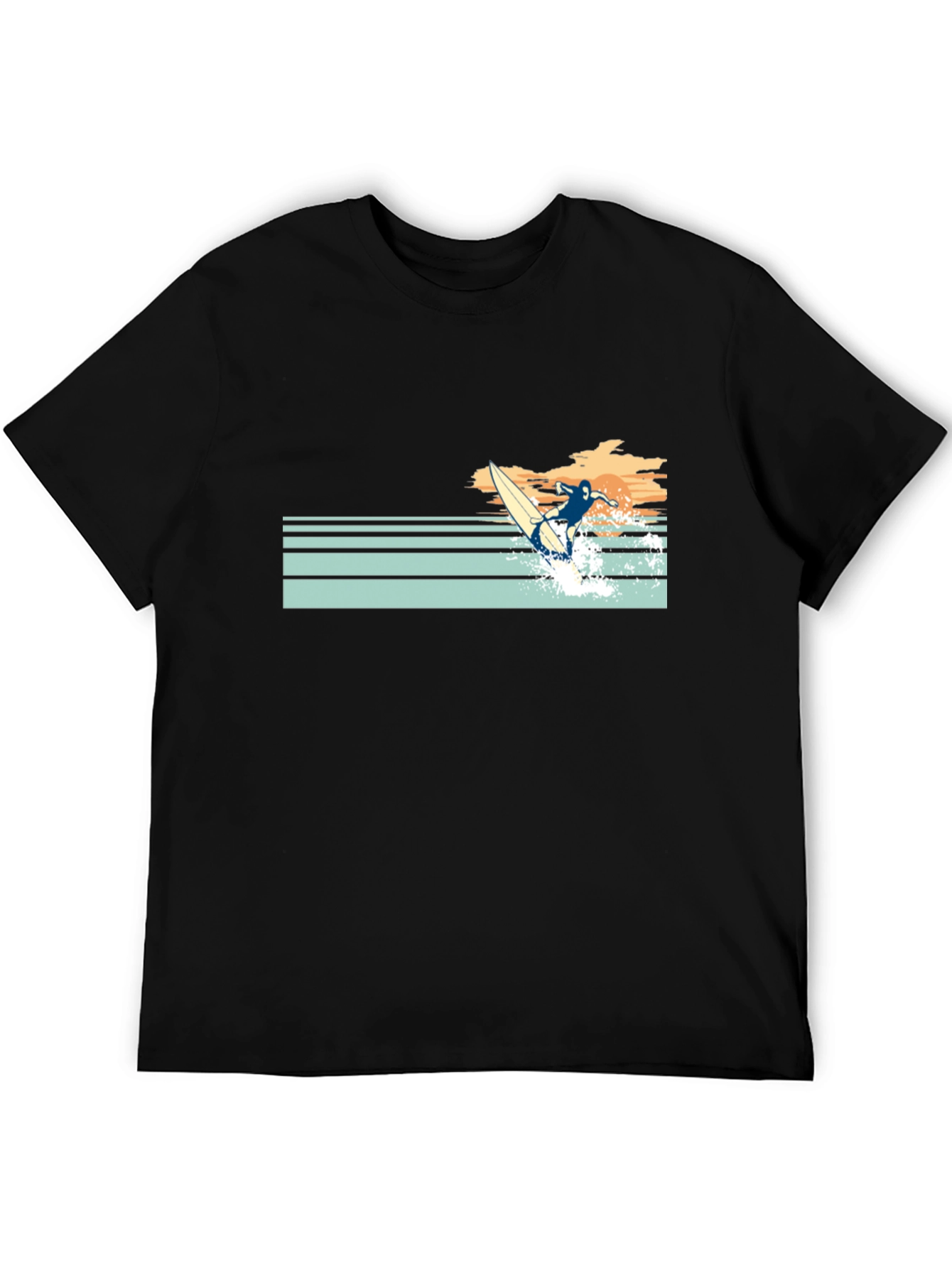Retro Surfer Graphic Tee - Black