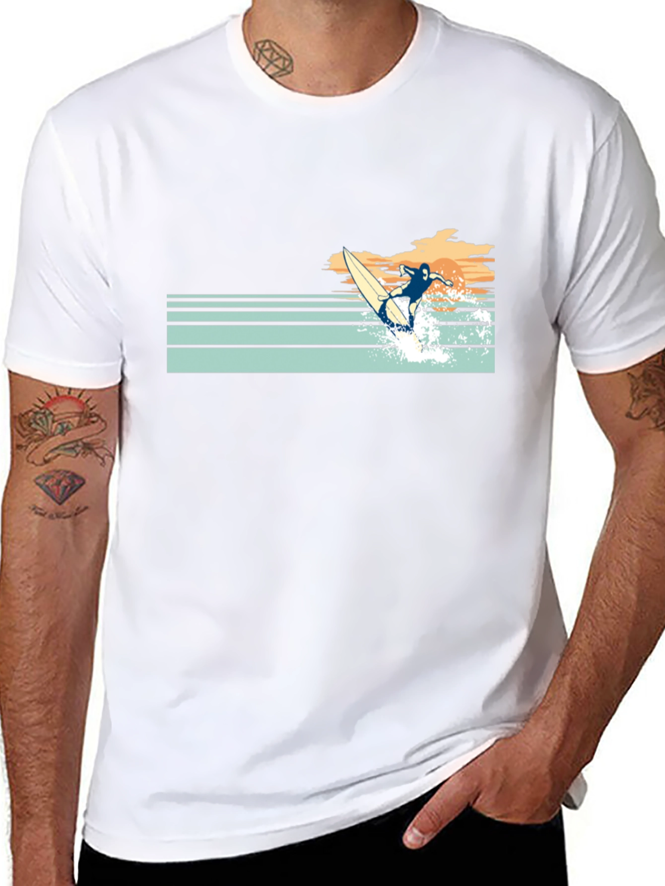 Retro Surfer Graphic Tee - Black