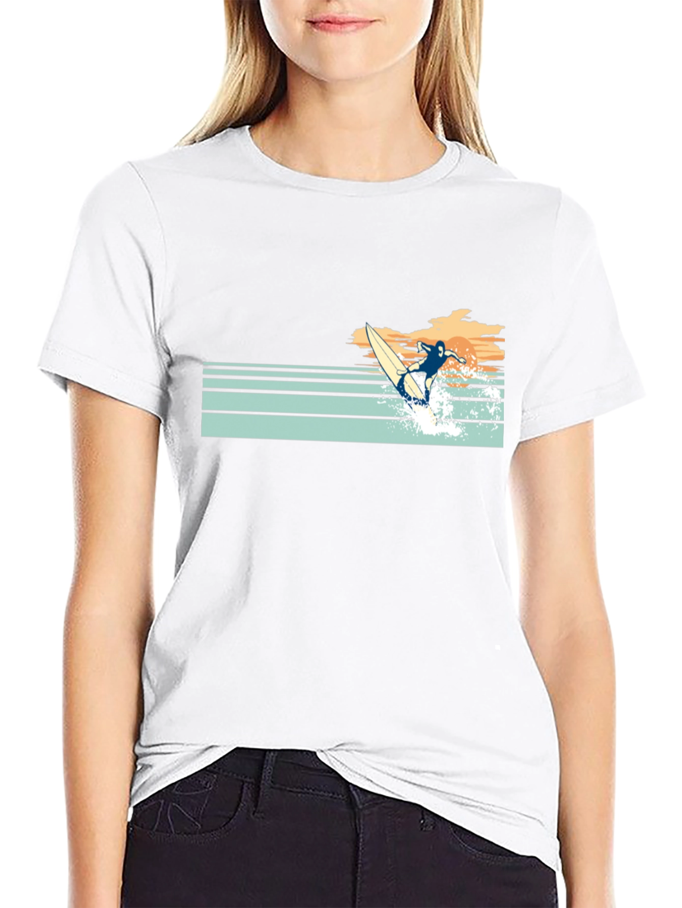 Retro Surfer Graphic Tee - Black